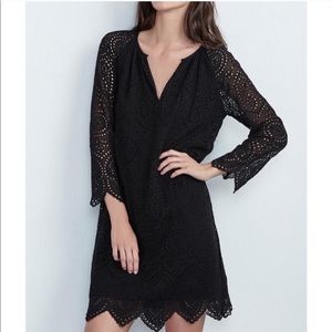 Velvet by Graham Carla Eyelet Black Dress Medium